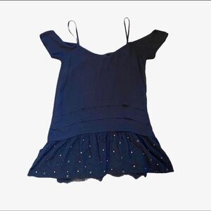 Zara Black Bardot Summer Dress with Studs and Lace